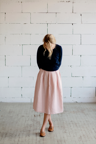 100% Linen Skirt Pink