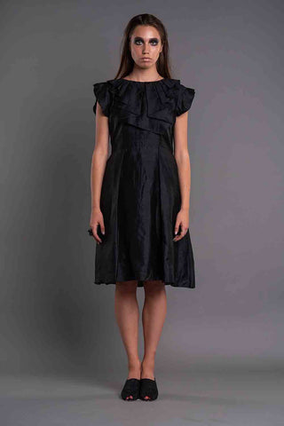NECK PLEATED RUFFLED DRESS - Afterlife Projects