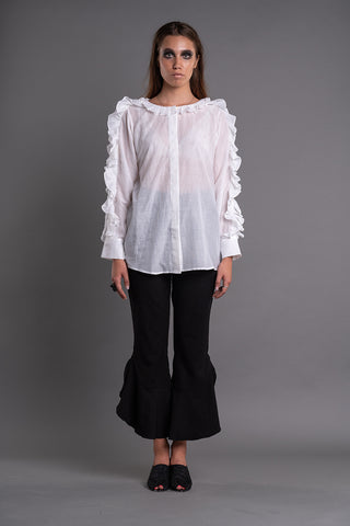 SHEER RUFFLED BLOUSE - Afterlife Projects