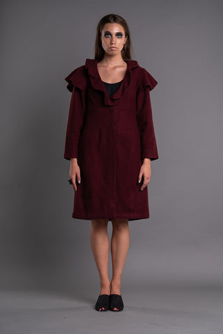SHAWL COLLAR RUFFLE COAT - Afterlife Projects