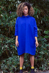100% Linen 3/4 Sleeve Classic Dress Royal Blue - Afterlife Projects